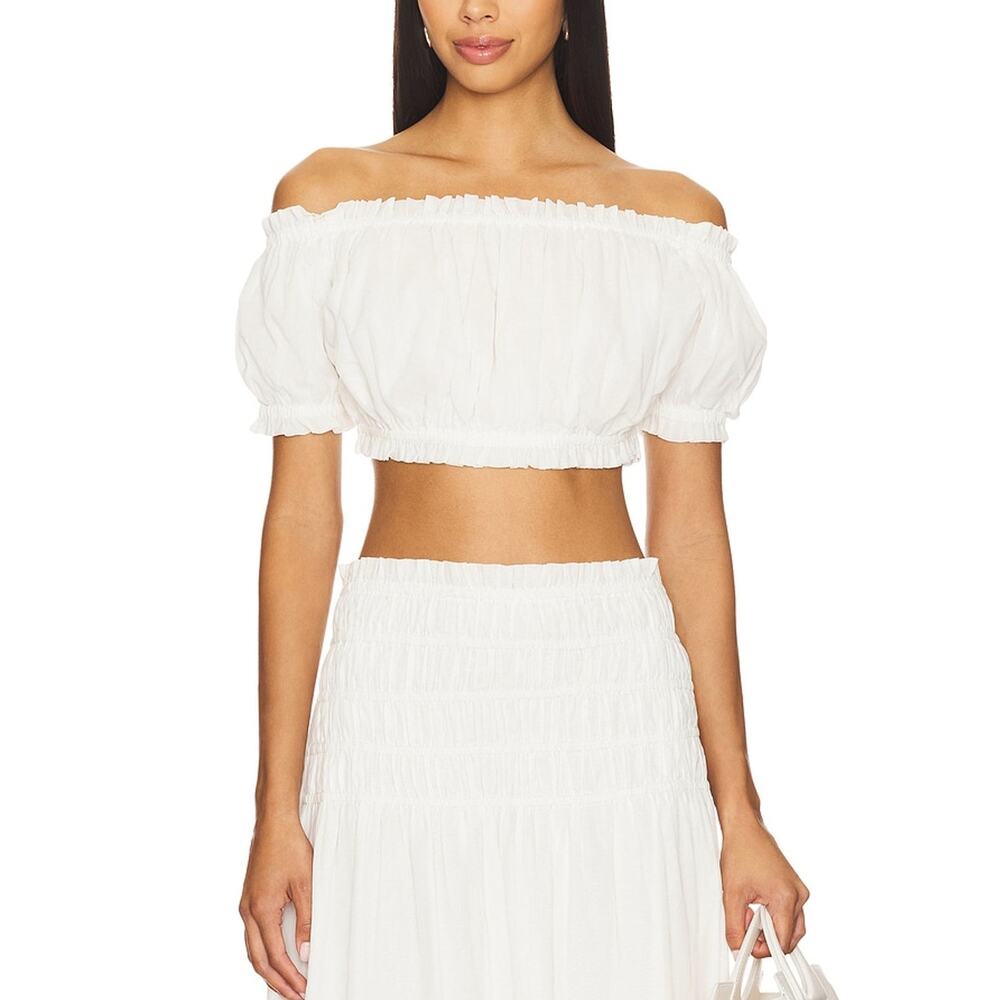 Lovers And Friends Off Shoulder White Alessia Crop Top Size S